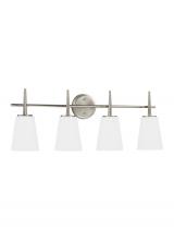 Generation-Seagull 4440404-962 - Driscoll contemporary 4-light indoor dimmable bath vanity wall sconce in brushed nickel silver finis