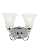 Generation-Seagull 44806-05 - Holman traditional 2-light indoor dimmable bath vanity wall sconce in chrome silver finish with sati