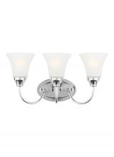 Generation-Seagull 44807-05 - Holman traditional 3-light indoor dimmable bath vanity wall sconce in chrome silver finish with sati