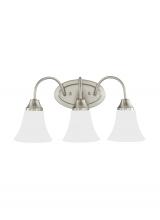 Generation-Seagull 44807EN3-962 - Holman traditional 3-light LED indoor dimmable bath vanity wall sconce in brushed nickel silver fini