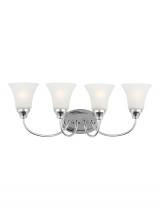 Generation-Seagull 44808-05 - Holman traditional 4-light indoor dimmable bath vanity wall sconce in chrome silver finish with sati