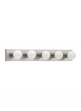 Generation-Seagull 4735-98 - Center Stage traditional 5-light indoor dimmable bath vanity wall sconce in brushed stainless silver