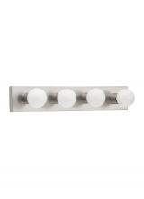 Generation-Seagull 4738-98 - Center Stage traditional 4-light indoor dimmable bath vanity wall sconce in brushed stainless silver