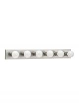 Generation-Seagull 4739-98 - Center Stage traditional 6-light indoor dimmable bath vanity wall sconce in brushed stainless silver