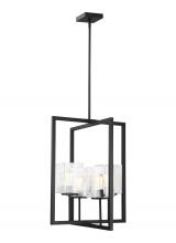 Generation-Seagull 5241504-112 - Mitte transitional 4-light indoor dimmable small ceiling pendant hanging chandelier light in midnigh