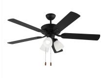 Generation-Seagull 5LD52MBKF - Linden 52 Inch Traditional Indoor Midnight Black LED Dimmable Dual Mount Hugger Ceiling Fan