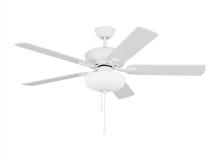 Generation-Seagull 5LD52RZWD - Linden 52'' traditional dimmable LED indoor matte white ceiling fan with light kit and rever