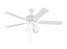 Generation-Seagull 5LD52RZWF - Linden 52 Inch Traditional Indoor Matte White LED Dimmable Dual Mount Hugger Ceiling Fan