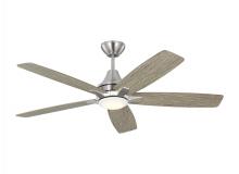 Generation-Seagull 5LWDR52BSLGD - Lowden 52" Dimmable Indoor/Outdoor Integrated LED Brushed Steel Ceiling Fan with Light Kit, Remo