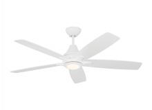 Generation-Seagull 5LWDR52RZWD - Lowden 52" Dimmable Indoor/Outdoor Integrated LED White Ceiling Fan with Light Kit, Remote Contr