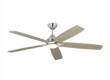 Generation-Seagull 5LWDSM60BSLGD - Lowden 60" Dimmable Indoor/Outdoor Integrated LED Brushed Steel Ceiling Fan with Light Kit