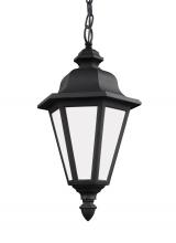 Generation-Seagull 69025-12 - Brentwood traditional 1-light outdoor exterior ceiling hanging pendant in black finish with smooth w