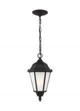 Generation-Seagull 60941-12 - Bakersville traditional 1-light outdoor exterior pendant in black finish with satin etched glass pan