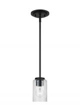 Generation-Seagull 61170-112 - Oslo indoor dimmable 1-light mini pendant in a midnight black finish with a clear seeded glass shade