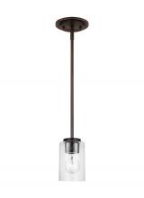 Generation-Seagull 61170-710 - Oslo indoor dimmable 1-light mini pendant in a bronze finish with a clear seeded glass shade