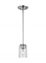 Generation-Seagull 61170-962 - Oslo indoor dimmable 1-light mini pendant in a brushed nickel finish with a clear seeded glass shade