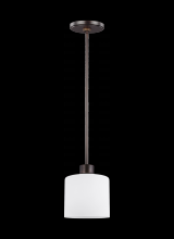 Generation-Seagull 6128801-710 - Canfield modern 1-light indoor dimmable ceiling hanging single pendant light in bronze finish with e