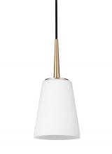 Generation-Seagull 6140401-848 - Driscoll contemporary 1-light indoor dimmable ceiling hanging single pendant light in satin brass go