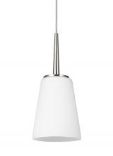 Generation-Seagull 6140401-962 - Driscoll contemporary 1-light indoor dimmable ceiling hanging single pendant light in brushed nickel