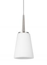 Generation-Seagull 6140401EN3-962 - Driscoll contemporary 1-light LED indoor dimmable ceiling hanging single pendant light in brushed ni