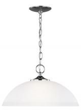 Generation-Seagull 6516501-05 - Geary transitional 1-light indoor dimmable ceiling hanging single pendant light in chrome silver fin