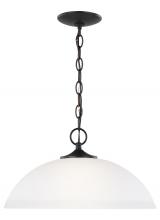 Generation-Seagull 6516501-112 - Geary transitional 1-light indoor dimmable ceiling hanging single pendant light in midnight black fi