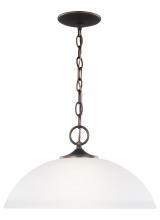 Generation-Seagull 6516501-710 - Geary transitional 1-light indoor dimmable ceiling hanging single pendant light in bronze finish wit