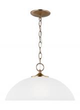 Generation-Seagull 6516501-848 - Geary traditional indoor dimmable 1-light pendant in satin brass with a satin etched glass shade