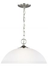 Generation-Seagull 6516501-962 - Geary transitional 1-light indoor dimmable ceiling hanging single pendant light in brushed nickel si