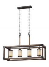 Generation-Seagull 6613304-846 - Dunning contemporary 4-light indoor dimmable linear ceiling chandelier pendant light in stardust fin