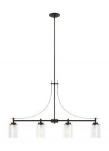 Generation-Seagull 6637304-710 - Elmwood Park traditional 4-light indoor dimmable linear ceiling chandelier pendant light in bronze f