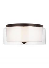 Generation-Seagull 7537302-710 - Elmwood Park traditional 2-light indoor dimmable ceiling semi-flush mount in bronze finish with sati