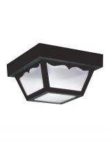 Generation-Seagull 7567-32 - Outdoor Ceiling traditional 1-light outdoor exterior ceiling flush mount in black finish with clear