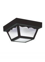 Generation-Seagull 7567EN3-32 - Outdoor Ceiling traditional 1-light LED outdoor exterior ceiling flush mount in black finish with cl