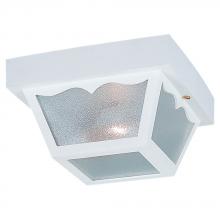 Generation-Seagull 7569-15 - Outdoor Ceiling traditional 2-light outdoor exterior ceiling flush mount in white finish with clear