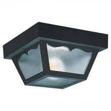 Generation-Seagull 7569-32 - Outdoor Ceiling traditional 2-light outdoor exterior ceiling flush mount in black finish with clear