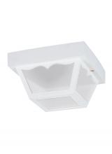 Generation-Seagull 7569EN3-15 - Outdoor Ceiling traditional 2-light LED outdoor exterior ceiling flush mount in white finish with cl