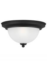 Generation-Seagull 77063-112 - Geary transitional 1-light indoor dimmable ceiling flush mount fixture in midnight black finish with