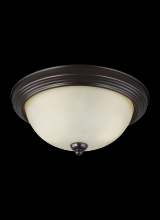 Generation-Seagull 77064-710 - Geary transitional 2-light indoor dimmable ceiling flush mount fixture in bronze finish with amber s