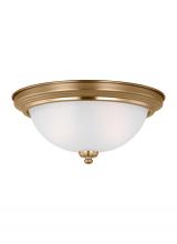 Generation-Seagull 77064-848 - Geary traditional indoor dimmable 2-light ceiling flush mount in satin brass with a satin etched gla