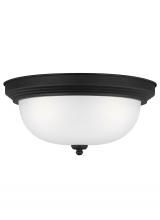 Generation-Seagull 77065-112 - Geary transitional 3-light indoor dimmable ceiling flush mount fixture in midnight black finish with