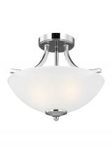 Generation-Seagull 7716502-05 - Geary traditional indoor dimmable small 2-light chrome finish semi-flush convertible pendant with a