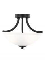 Generation-Seagull 7716502-112 - Geary transitional 2-light indoor dimmable ceiling flush mount fixture in midnight black finish with