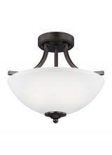 Generation-Seagull 7716502-710 - Geary transitional 2-light indoor dimmable ceiling flush mount fixture in bronze finish with satin e