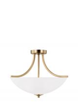 Generation-Seagull 7716503-848 - Geary traditional indoor dimmable medium 3-light semi-flush convertible pendant in satin brass finis