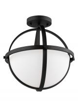 Generation-Seagull 7724602-112 - Alturas indoor dimmable 2-light semi-flush convertible pendant in a midnight black finish and etched