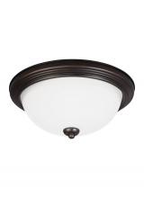 Generation-Seagull 77263-710 - Geary transitional 1-light indoor dimmable ceiling flush mount fixture in bronze finish with satin e