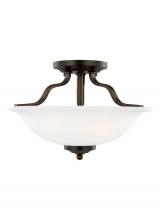 Generation-Seagull 7739002-710 - Emmons traditional 2-light indoor dimmable ceiling semi-flush mount in bronze finish with satin etch