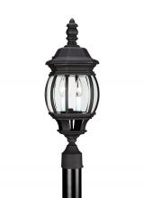 Generation-Seagull 82200-12 - Wynfield traditional 2-light outdoor exterior post lantern in black finish with clear beveled glass