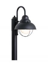 Generation-Seagull 8269-12 - Sebring transitional 1-light outdoor exterior post lantern in black finish with clear seeded glass d